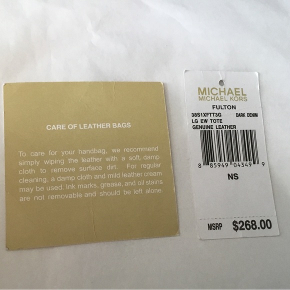 Michael Kors Fulton Large Shoulder Tote Dark Denim Print Bag - Picture 10 of 10